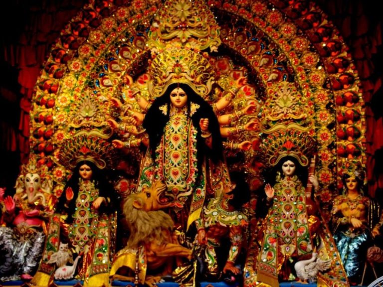 Fiberglass Durga Idol-Ek Chala Murti