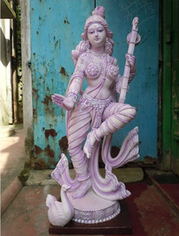 Fiberglass Maa Saraswati Statue in White finish